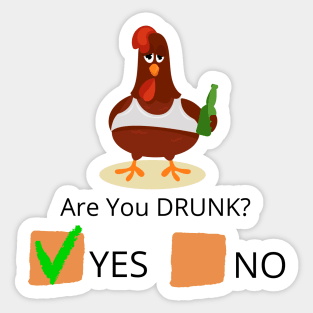 Funny drunk Rooster Sticker